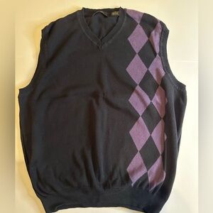 Black and Purple Argyle Sweater Vest